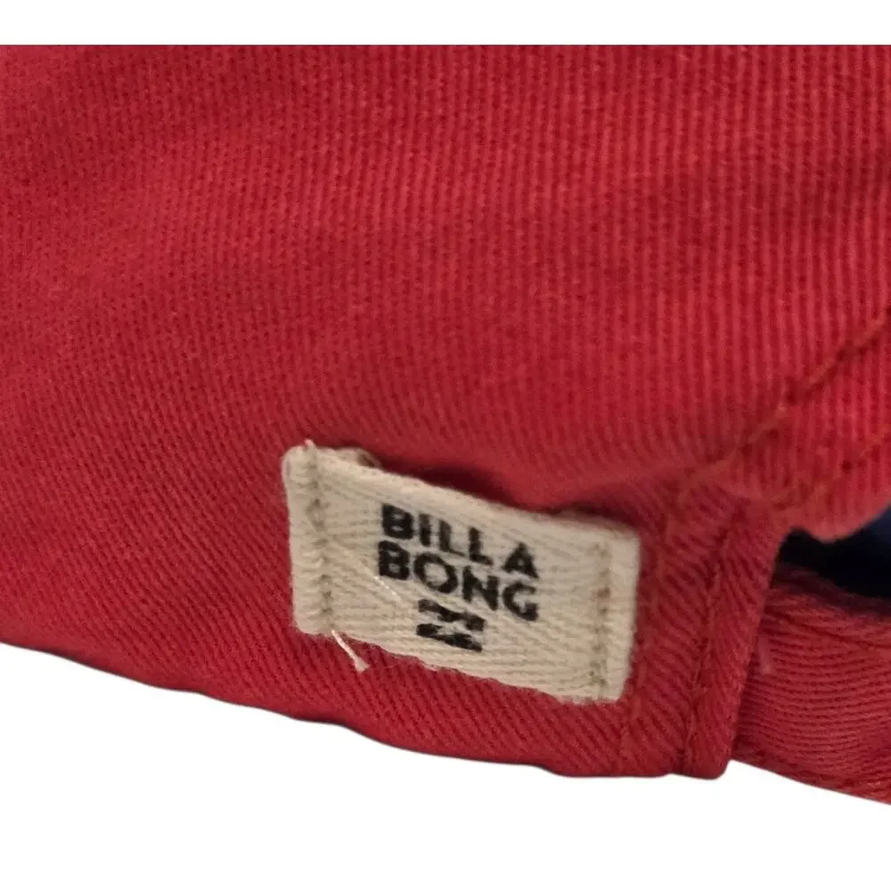 Billabong Surf Club Distressed Womens Strapback Cap Adjustable Cotton Hat Red